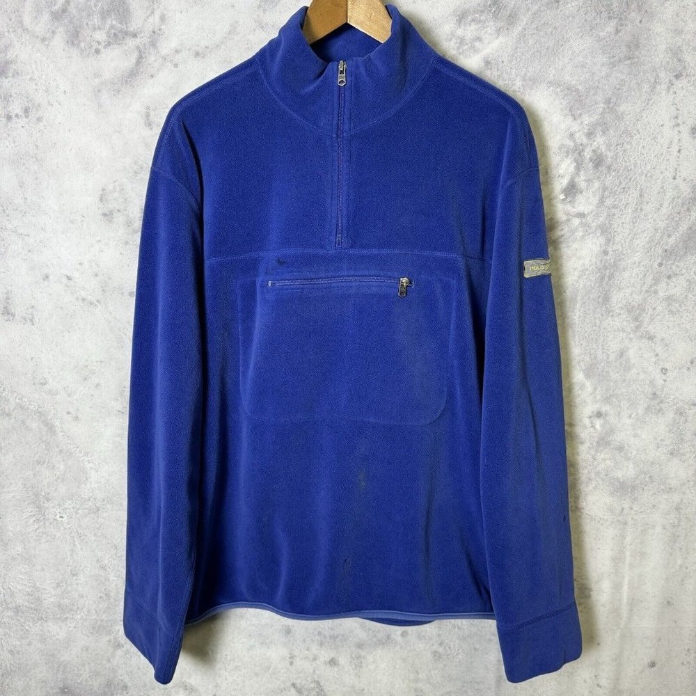 Polo Sport Ralph Lauren Fleece Sweatshirt Mens XL Blue 1/2 Zip